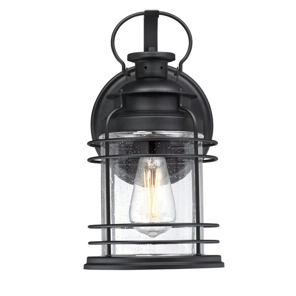 Westinghouse Fixture Wall Outdoor 60W Kellen, Textured Black Clear Seed Glass 6112500 - main